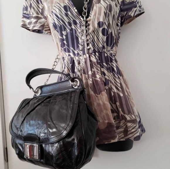 Black Genuine Leather Satchel Bag  B Makousky Davon with a Convertable Strap - Picture 5 of 7